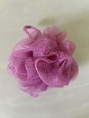 Pink Bath Pouf Loofah with Hanging Loop